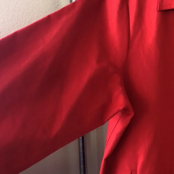 Eileen Fisher Red Trench Coat with Notched Lapels - Picture 4 of 12